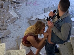 Serbian blonde has public sex casting in an abandoned place
