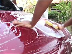 美女, デカチン, デカパイ, フェラチオ, 車, フェティッシュ, なめる