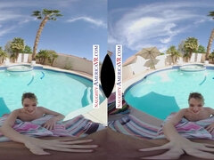 Naughty America Kenna James gets caught topless at friends pool - Pov