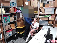 Enrapturing shoplifter sucks pecker and stuffed