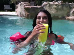 Sophia Leone giving bj & getting poolside pound