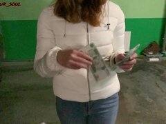 Enthousiasteling, Kont, Gek, Geld, Kut duiken, Roodharige vrouw, Russisch, Tieten likken