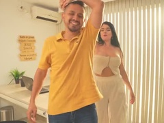 Amador amadora, Traseiro, Casal, Enorme, Escritório, Duro, Chupar, Tetas