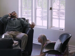 Blond, Kukk suging, Sperm skott, Bakfra, Hd, Naturlige bryster, Tenåring, Pupper