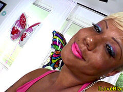 black trans frolicking with herself in solo session
