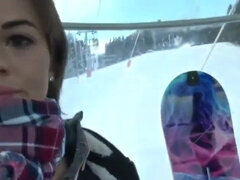 Snow Boarder Dame Wank In Ski Hoist