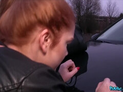 Ερασιτέχνης, Πίπα, Μελαχροινή, Αυτοκίνητο, Σε στάση σκύλου στα τέσσερα, Ευρωπαίος, Εκτός, Πραγματικότητα