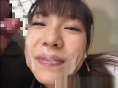 Amateur japanese babe gets bukkake and facial in groupsex