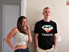 College QB Fucks Hot Teen In Front Of His Girl Friend