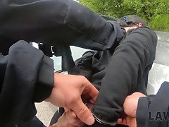 Watch leanne lace get punished by the police for stealing a car and getting rough fucked