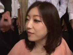 Godly Japanese Ai Haneda performing in a wild gangbang XXX scene