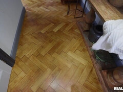 素人, お尻, 浴室, デカチン, 茶髪の, バック, ロシア人, シャワー