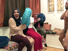 nubile reality very first time Hot arab girls try four-way