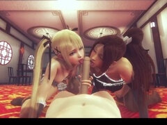 POV threesome fuckfest with Marie Rose, Mai Shiranui from Final Fantasy and Overwatch