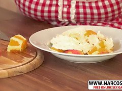 Kont, Rondborstig, Hd, Reusachtig, Keuken, Moeder, Kut duiken, Tieten likken