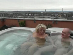Hot British MILF Camilla Creampie Fucks in Public Hot Tub - Big Natural Tits Outdoor Sex