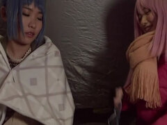 Ázijskej, Dildo, Skupina, Hd, Japonské, Vonku, Pančucháče, Kozičky