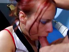 Tania struggles with anal work and takes a cumshot in her ass