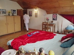 Hullu, Nainen, Hotelli, Intialainen, Vanhempi, Alasti, Julkinen, Tissit