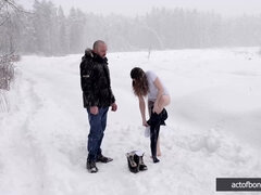 Vika tied up in the snow