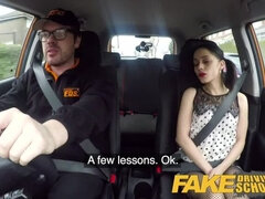 Fake Driving School Rough back seat fuck for petite infatuated learner