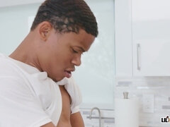 Stor svart kvinne, Svart, Kukk suging, Kjøkken, Slikking, Naturlige bryster, Dasking, Tattovering