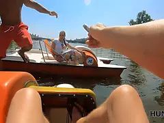 Vacker, Stora tuttar, Avsugning, Knubbig, Hanrej, Hd, Naturliga tuttar, Utomhus