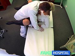 Samantha Jolie, the gorgeous mature blonde patient, gets her tits and pussy examined by a real doctor in a hospital room