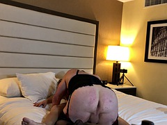 Crossdresser with huge ass gives blowjob