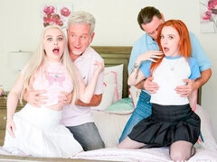 Amateur, Chambre à dormir, Blonde, En levrette, Seins naturels, Rousse roux, Maigrichonne, Plan cul à trois