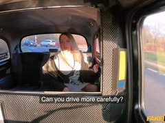 Kinky Hungarian chick in stockings screwed by horny taxi driver