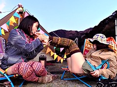 Two charming girls in a camping