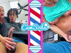 Camsoda-Full-Bosomed hairdresser tugging black client