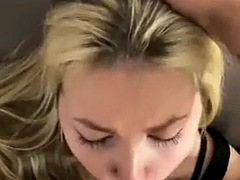 Sexy blonde teen blowjob and gangbang then creampie