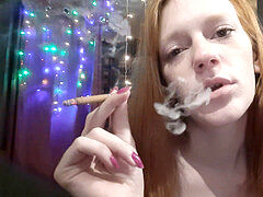 Ginger-haired, smoke, redhead