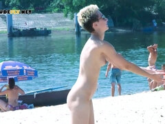 Arousing nudist girl filmed by a voyeur with a hidden camera