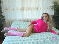 Blonde, Masturbation, Petite femme, Chatte, Rasée, Maigrichonne, Nénés