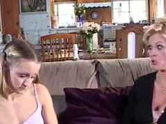 youthful girl gets poked by elderly couple