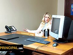 Stepmom Charley Hart convinces the principal to teach sex-ed to her submissive stepson