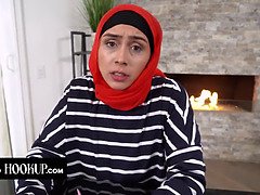 Stepson Donnie Rock teaches hijab-wearing stepmom Lilly Hall how to suck and fuck like a pro