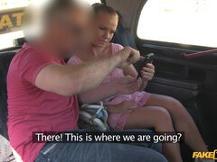 Taxi Driver Picks Up Busty Athletic Redhead - fake tits babe gives blowjob