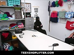 Small blonde teenage shoplifter delilah day caught with dress under hijab fucked by officer