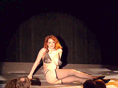 Burlesque dancer pulls off pasty from her humungous hooter