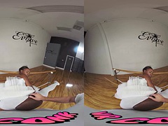 VRConk Skinny Ebony Ballerina Tries Kamasutra VR Porn