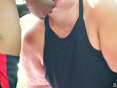 Bbw neighbor giving me head in the forest
