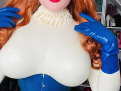 Amador amadora, Boneca, Fetiche, Luvas, Látex, Solo chão