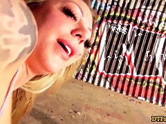 KARMA RX PUBLIC ROUGH DOGGY FUCK IN A DIRTY TUNNEL - Featuring: Karma Rx / James Deen