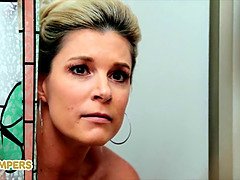 デカチン, デカパイ, ブロンド, フェラチオ, エロ熟女, イマラチオ, 母, 三人