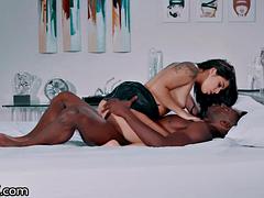 デカチン, 黒人, フェラチオ, 茶髪の, 黒人, 異人種間, キス, ラティーナ