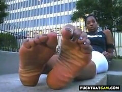 West Indies Negress shows her Big Black Feet and Soles